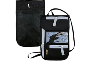 JONYEE Travel Neck Wallet, RFID Blocking Passport Holder with Adjustable Neck Strap for Men and Women to Keep Cash, Credit Cards and Travel Documents Safe - Black