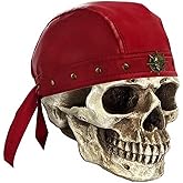 Rivet Party Cycling Bandana Doo Rags Adjustable Skull Cap Hip-Hop Motorcycle Leather Cap Red