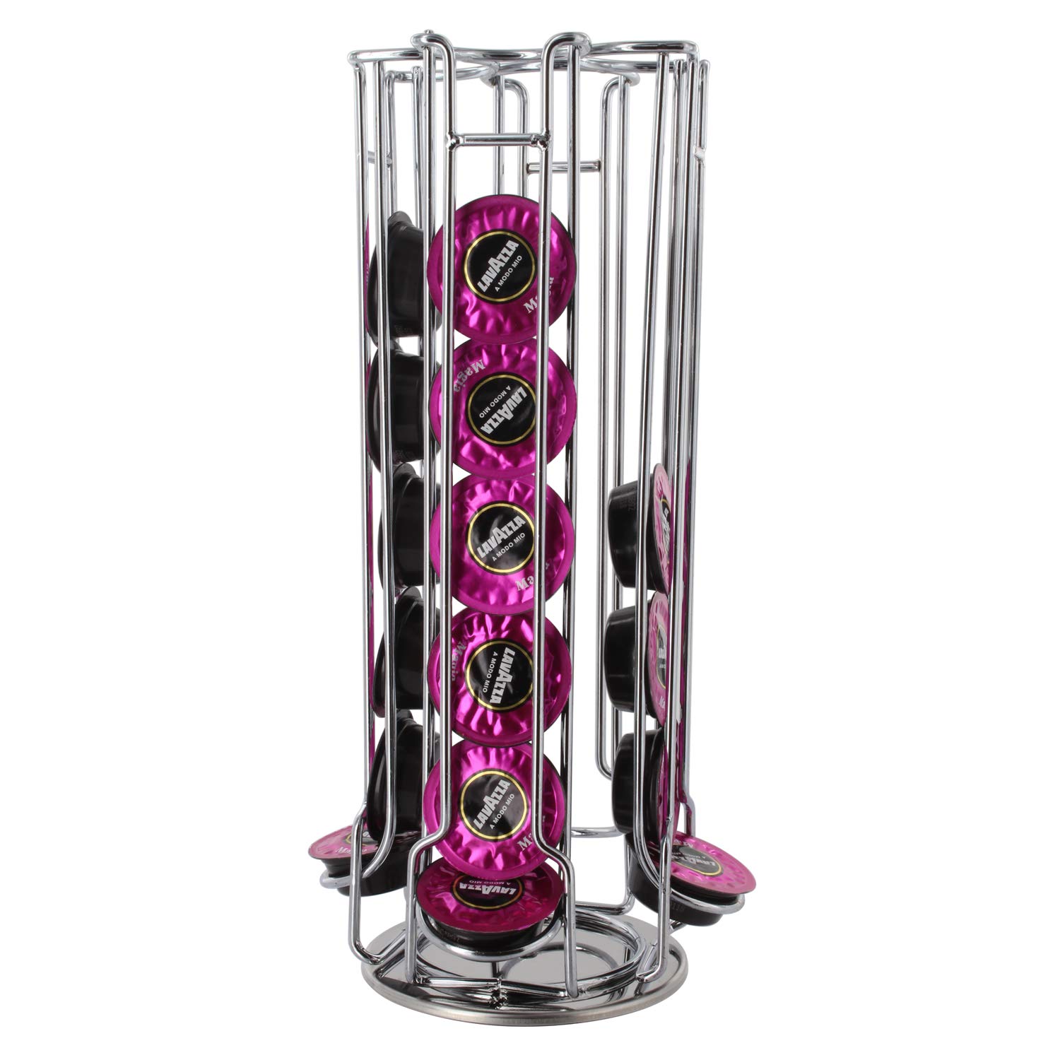 Paxanpax Universal Lavazza A Modo Mio Passionale Coffee Pod Capsule Holder Stand with 360° Rotatable Base, Silver, 32 Piece