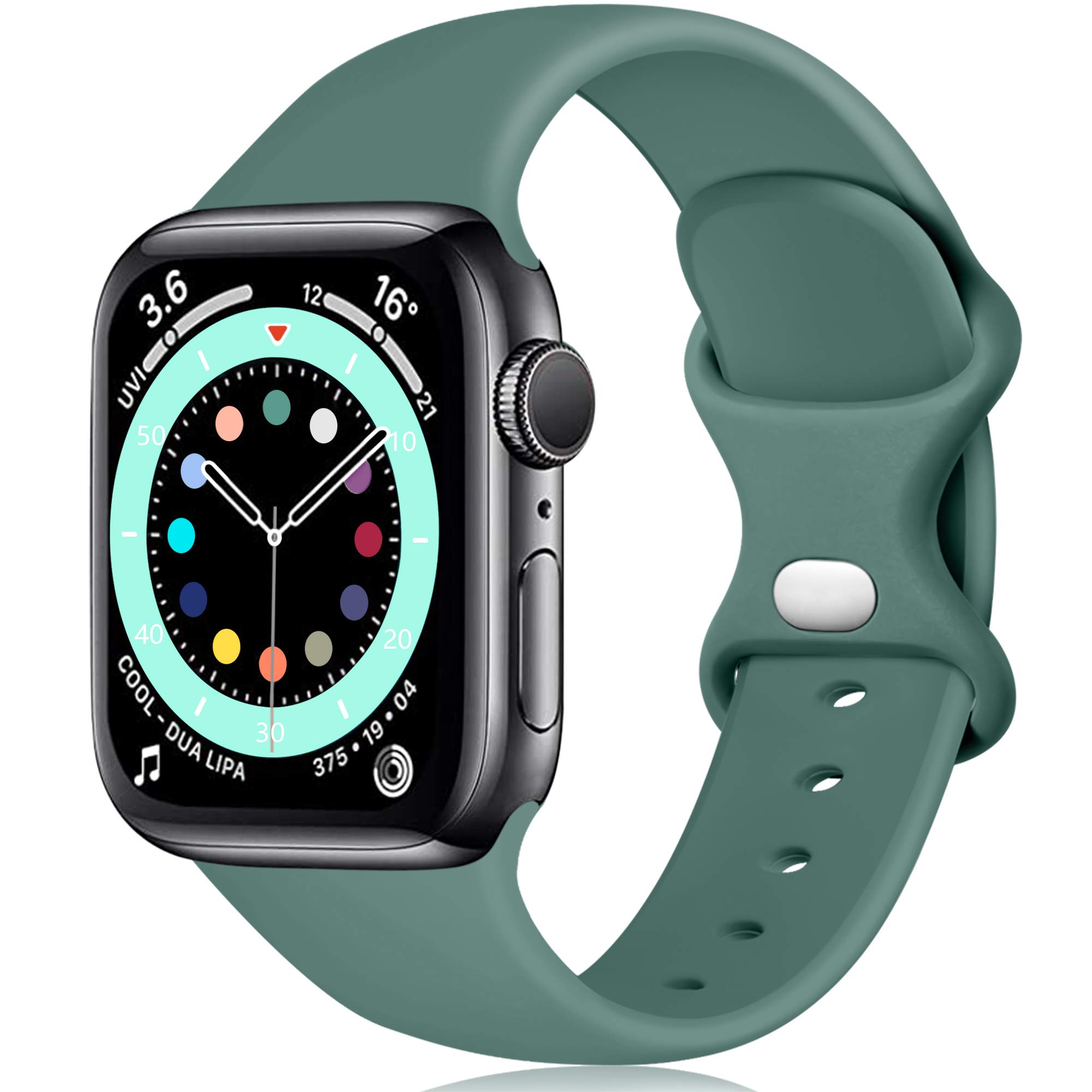Epova Silicone Strap Compatible with Apple Watch Strap 44mm 42mm 45mm 46mm 49mm, Replacement Straps for Apple Watch Ultra/Ultra 2/ iWatch SE 3 Series 11 10 9 8 7 6 5 4 3 2 1, Pine Green, Large