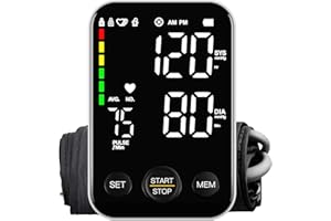 FOTOSY Blood Pressure Monitor Blood Pressure Machine for Home Use Upper Arm Adjustable Cuff 8.7"-15.7" Large LED Display with Background Light Memory for 2x120 Readings with Storage Bag Medium - Black