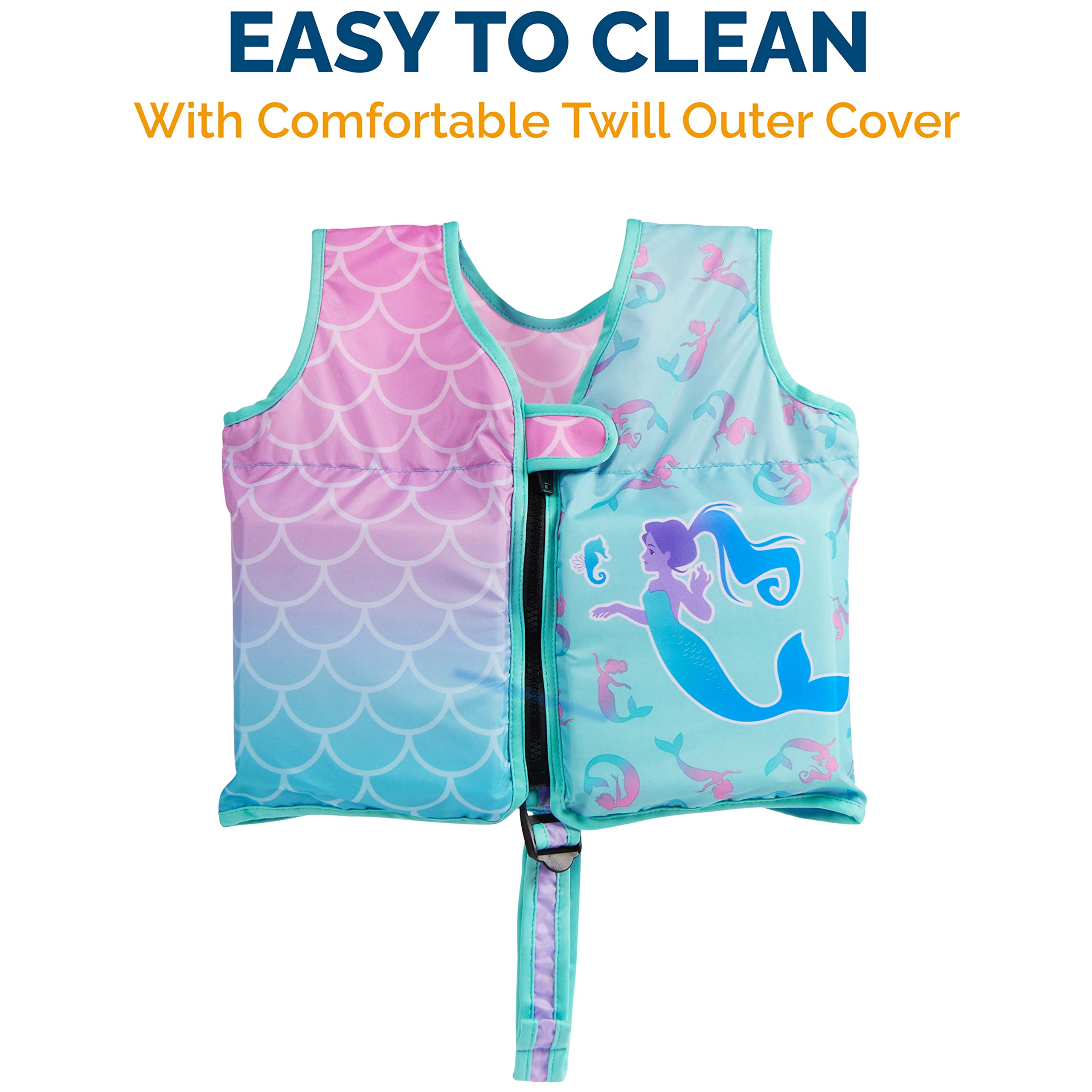 Swim Vest, Learn To Swim Personal Flotation Device for Swim Training, Pool Floats & Swimming Pool Accessories for Kids 2-4 Years, Mermaid