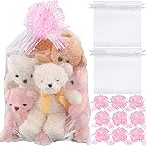 SilTriangle 6 Sets 30 x 40 Inches Extra Large White Organza Fabric Bags with Pull Bow for Gift Basket Large Organza Gift Wrapping Mesh Drawstring Bag for Christmas Wedding Bridal Baby Shower Easter