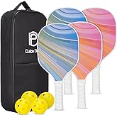 Dulce DOM Pickleball Paddles Set of 2/4 - USAPA Approved, 4 Indoor Outdoor Pickleball Balls, Fiberglass Surface Paddle Racket with Cover Bag, Ideal Training Equipment Gift for Men & Women