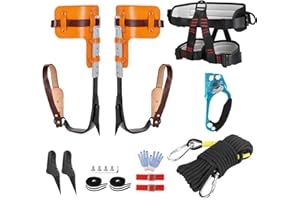 JATCSG Tree Climbing Spikes Set, Upgrade Cowhide Tree Climbing Gear with Adjustable Climbing Belt Rope and Hand Ascender, Climbing Tools Kit for Climbing, Picking Fruit, Indoor and Outdoor Sports