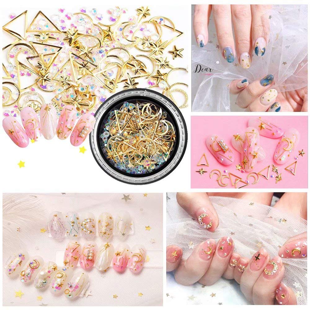 JOYJULY Professional Nail Art Supplies with 15pcs Brush Set, 5pcs Dotting Pen, 2pcs 3D nail diamonds rhinestones Kit, 8pcs Chunky Glitter Sequins for Nail Art/Body Glitter/Cosmetic Face/Hair : Beauty