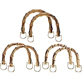 PATIKIL Bamboo Purse Handles, 6 Pcs 3 Size U-Shaped Replacement Handmade Handbag Handles with Metal Buckle for Tote Bag Purse Making Decorations, Wood