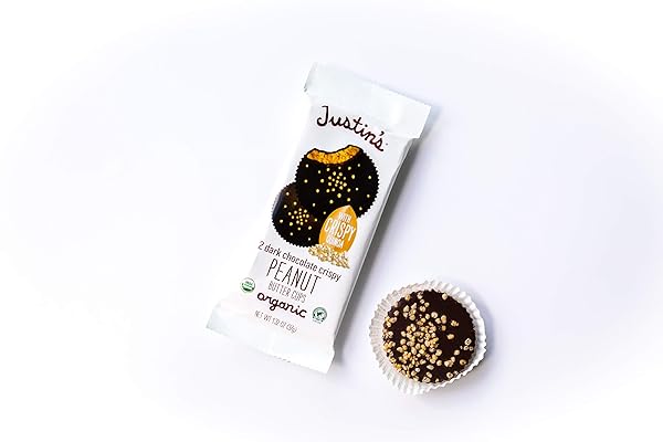 JUSTINS’S ORGANIC CRISPY DARK CHOCOLATE PEANUT BUTTER CUPS, RAINFOREST ALLIANCE CERTIFIED COCOA, GLUTEN-FREE, RESPONSIBLY SOURCED, 12 PACK (2 CUPS EACH)