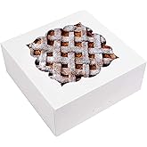NPLUX 20 Pack Pie Boxes 10x10x3inch Bakery Boxes with Window Pastry Box for Pies,Cheesecake and Chocolate Strawberries (White