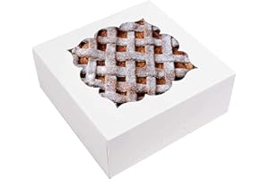 NPLUX 20 Pack Pie Boxes 10x10x3inch Bakery Boxes with Window Pastry Box for Pies,Cheesecake and Chocolate Strawberries (White