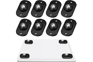 TRVL FIELDER Self Adhesive Caster Wheels, Appliance Rollers for Kitchen Appliances, 360° Swivel Mini Universal Wheel Roller Casters, Sticky Pulley for Trash Can, Storage Box, Small Furniture (8, Black-Swivel)