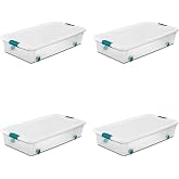 Sterilite Wheeled Latching Box w/ Lids for Home &amp; Office, 56 Quart, 4-Pack
