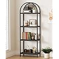 Yusong Bookshelf 4 Tier Arched Bookcase, 71.3" Tall Industrial Open Book Shelves for Living Room, Modern Freestanding Display Shelving Unit Storage Rack with Metal Frame, Office, Bedroom, Black
