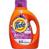 Tide Ultra Febreze Liquid Laundry Detergent, Spring and Renewal scent, 92 fl oz, 65 Loads, Laundry Detergent Liquid with All-Day Freshness