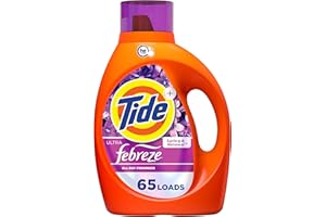 Tide Ultra Febreze Liquid Laundry Detergent, Spring and Renewal scent, 92 fl oz, 65 Loads, Laundry Detergent Liquid with All-Day Freshness