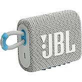JBL Go 3 Eco - Portable Mini Bluetooth Speaker, big audio and punchy bass, IP67 waterproof and dustproof, 5 hours of playtime, Made in part with recycled materials (Eco White)