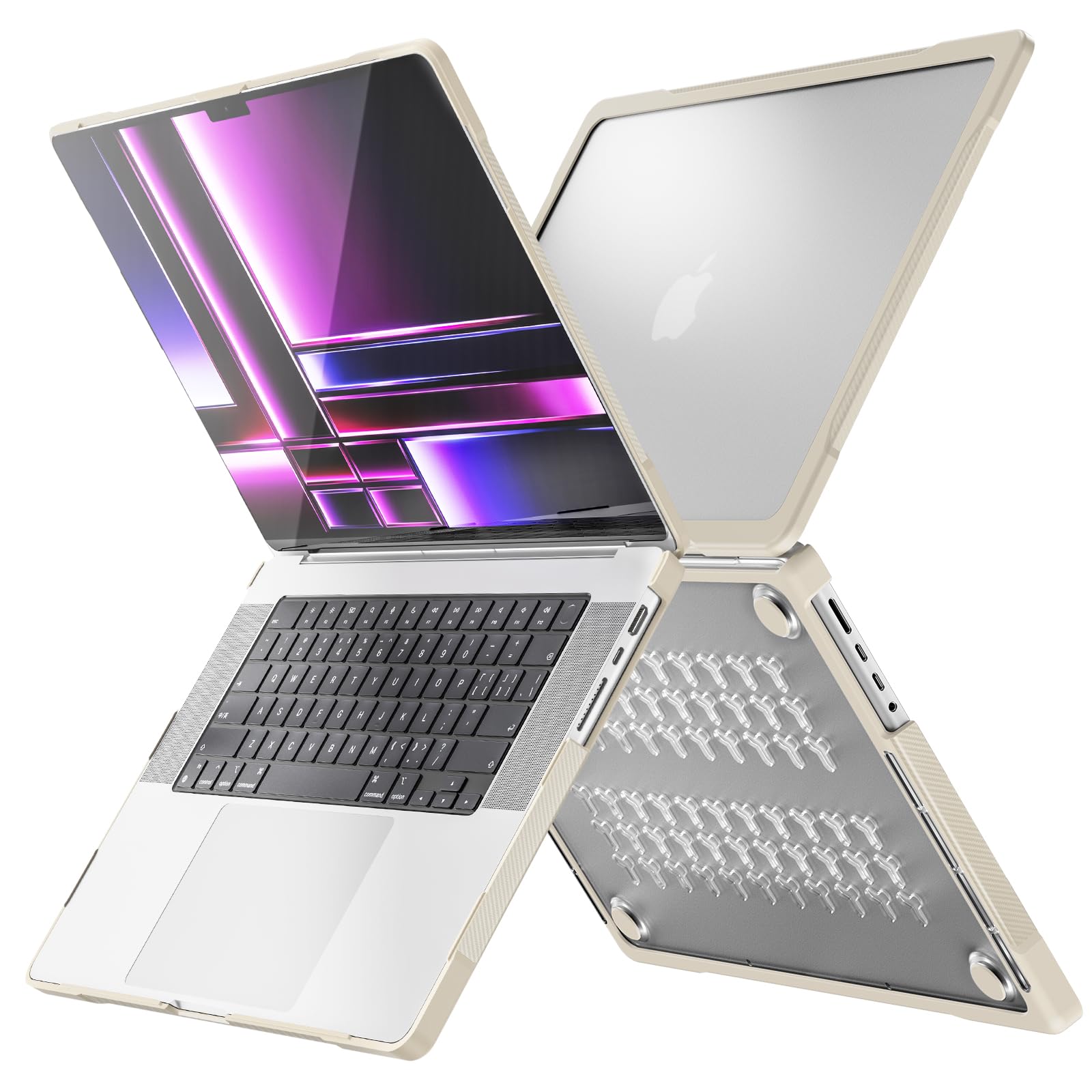 PboyiqiS For MacBook Pro 16 inch 2021-2023 Case Cover A2485 A2780, Clear Case for MacBook Pro 16 with M1 M2 Pro/Max, Hard Shell Case & Keyboard Cover Skin (Khaki)