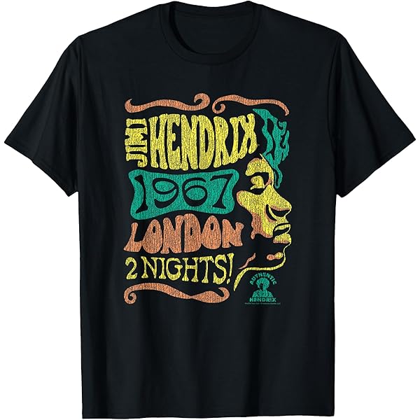 Amazon.com: Jimi Hendrix T-Shirt, Men's Black Classic Fit Short
