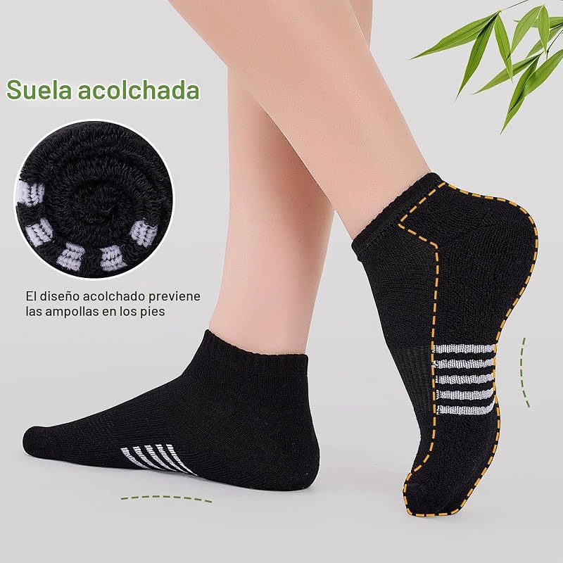 Calcetines Bambu Mujer 6/12 Pares, Calcetines Deportivos para Running Transpirables, Acolchado, Colorido y Antisudor, Regalos para Mujer de Verano