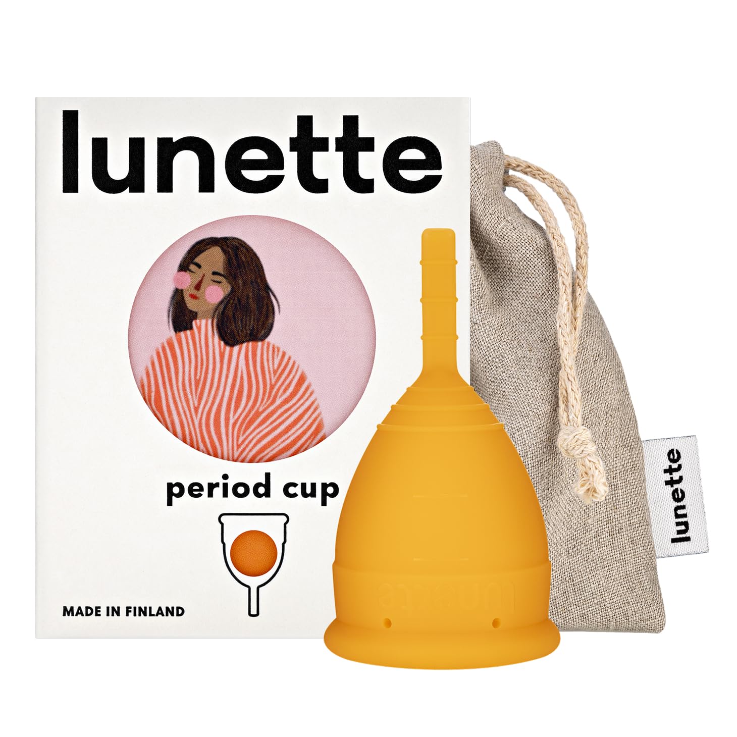 Lunette Menstrual Cup Reusable BPA Free Period Cup with 12-Hour Leak Free Comfort - Soft 100% Medical-Grade Silicone - Eco-Friendly Pad & Tampon Alternative – Vegan - Made in Finland - Size 1 Orange