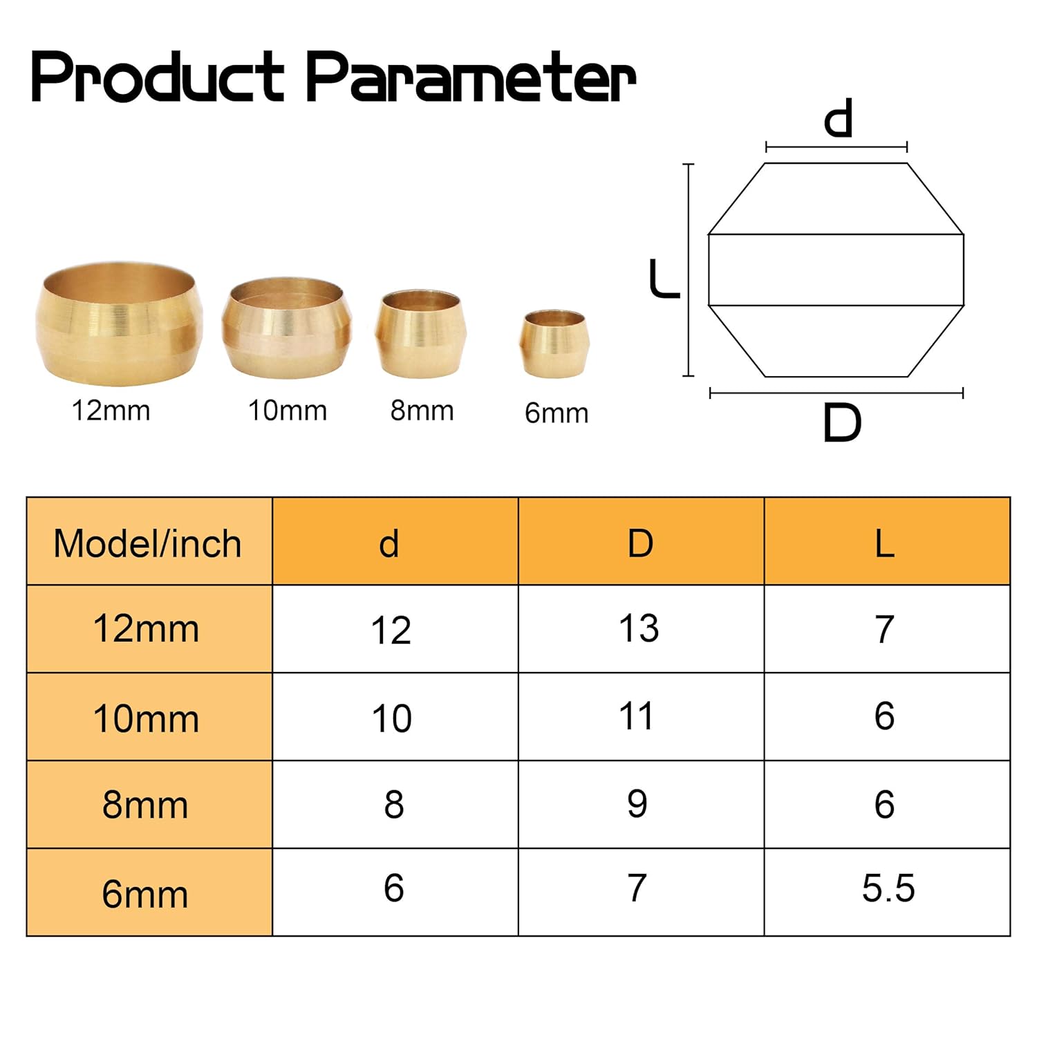 Brass Compression Sleeves Ferrules,Brass Compression Fitting Assortment