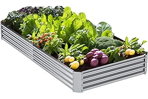 Jebosam Galvanized Raised Garden Bed 8x4x1ft,Raised Planter Box Outdoor for Vegetables Flowers,Metal Raised Garden Bed for Fruits Herbs,Large Planter Raised Beds for Gardening