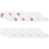 Fruit of the Loom Girls' Everyday Lightweight Sports No Show Socks (10 Pack)