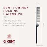 KENT for Men Pocket Folding Hair Brush Black Grey Ion Bristles Travel view 2