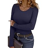 Dokotoo Women's Thermal Shirts Long Sleeve Light Fleece Lined Undershirt Warm Slim Fit Basic Tops