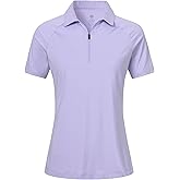 MoFiz Women's Golf Polo Shirts Short Sleeve Zip Up Collared Tennis Shirts Lightweight Dry Fit Sports Athletic Casual Tops