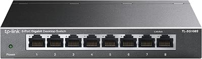 TP-Link TL-SG108S Unmanaged L2 Gigabit Ethernet Network Switch Black