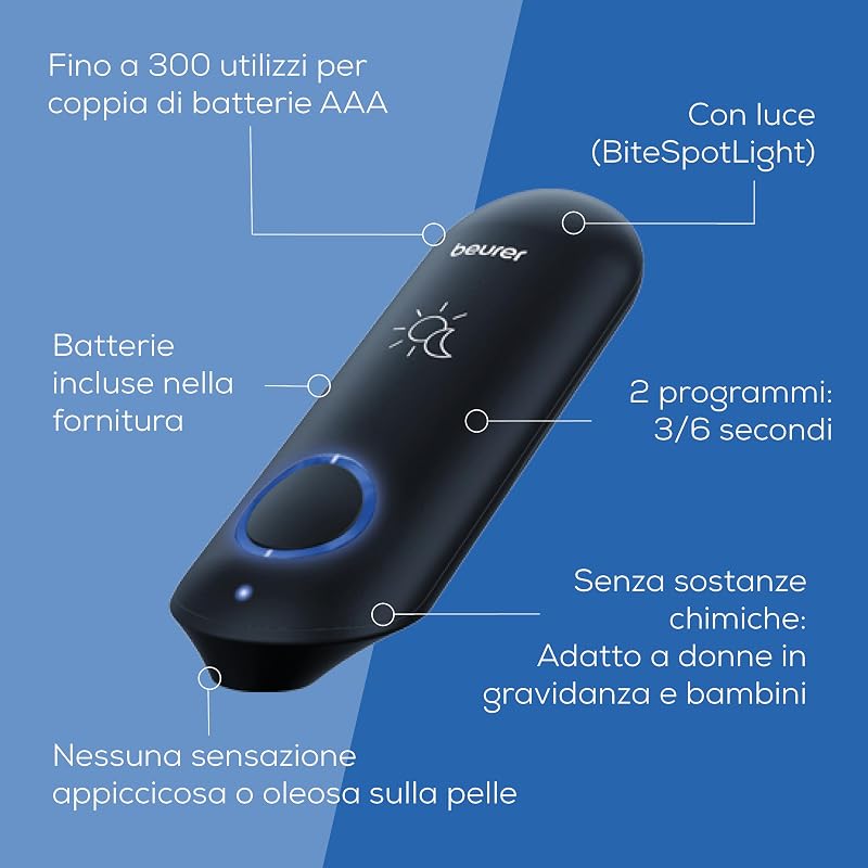 BiteX Day&Night Dopopuntura BR 90, penna termica elettronica contro punture e morsi di insetti, con luce per l’utilizzo al buio, ideale come gadget da viaggio