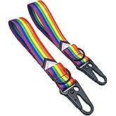 Rainbow Pride Keychain Wristlet Lanyard Strap Carabiner with Key Ring, Set of 2