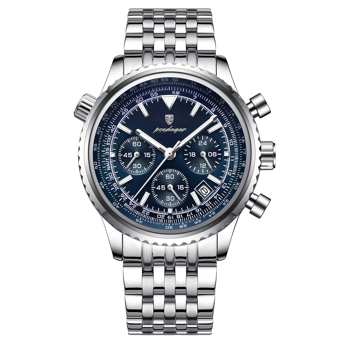 DAXIAOYU Men Fashion Big Dial Military Quartz Watch Waterproof Luminous Date Chronograph Man's Luxury Quartz Watches Sport Stainless Steel Wristwatches