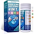 NewTest Hot Tub Test Strips: 4 Way Swimming Pool Test Strips for Free Chlorine Bromine & Total Alkalinity & Cyanuric Acid & pH Testing - 100 Quick Accurate Results Spa & Pool Water Test Kit