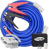 TOPDC Quick Connect Heavy Duty Jumper Cables, 1 Gauge, 30 Feet, 800A | Extra long 30 Feet jumper cables use quick connect ends and include UL-Listed clamps and a carry bag.