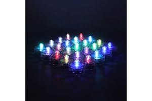 Rhytsing Set of 24 Submersible Led Light, Waterproof Underwater Wedding Tealight, Multi-Color Changing Light, Batteries Included