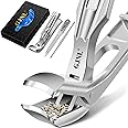 Toenail Clippers for Seniors Thick Nails - Angled Head Nail Clippers with Catcher, Mess Free Wide Jaw Sharp Blade Toe Nail Clippers