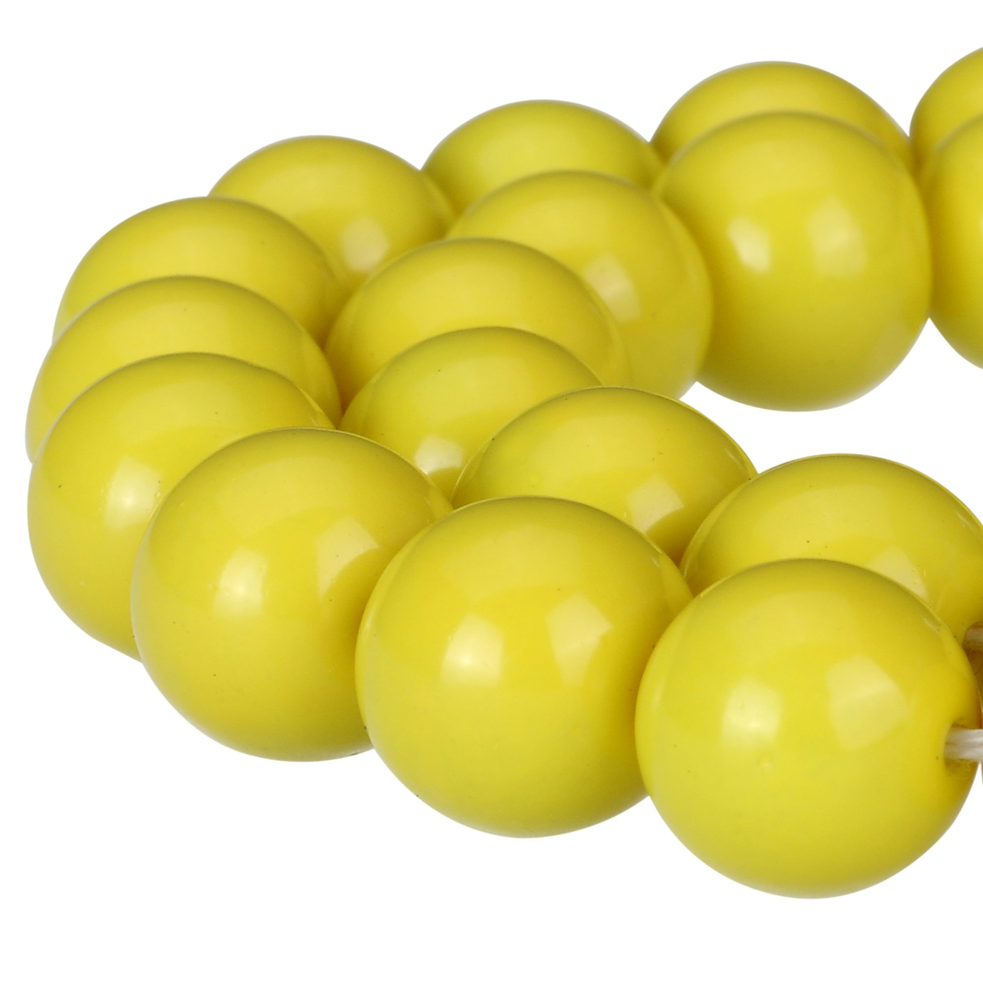 RUBYCA Round Opaque Painted Druk Czech Glass Beads Bulkfor Jewellery Making, Strand (Yellow, 4mm)