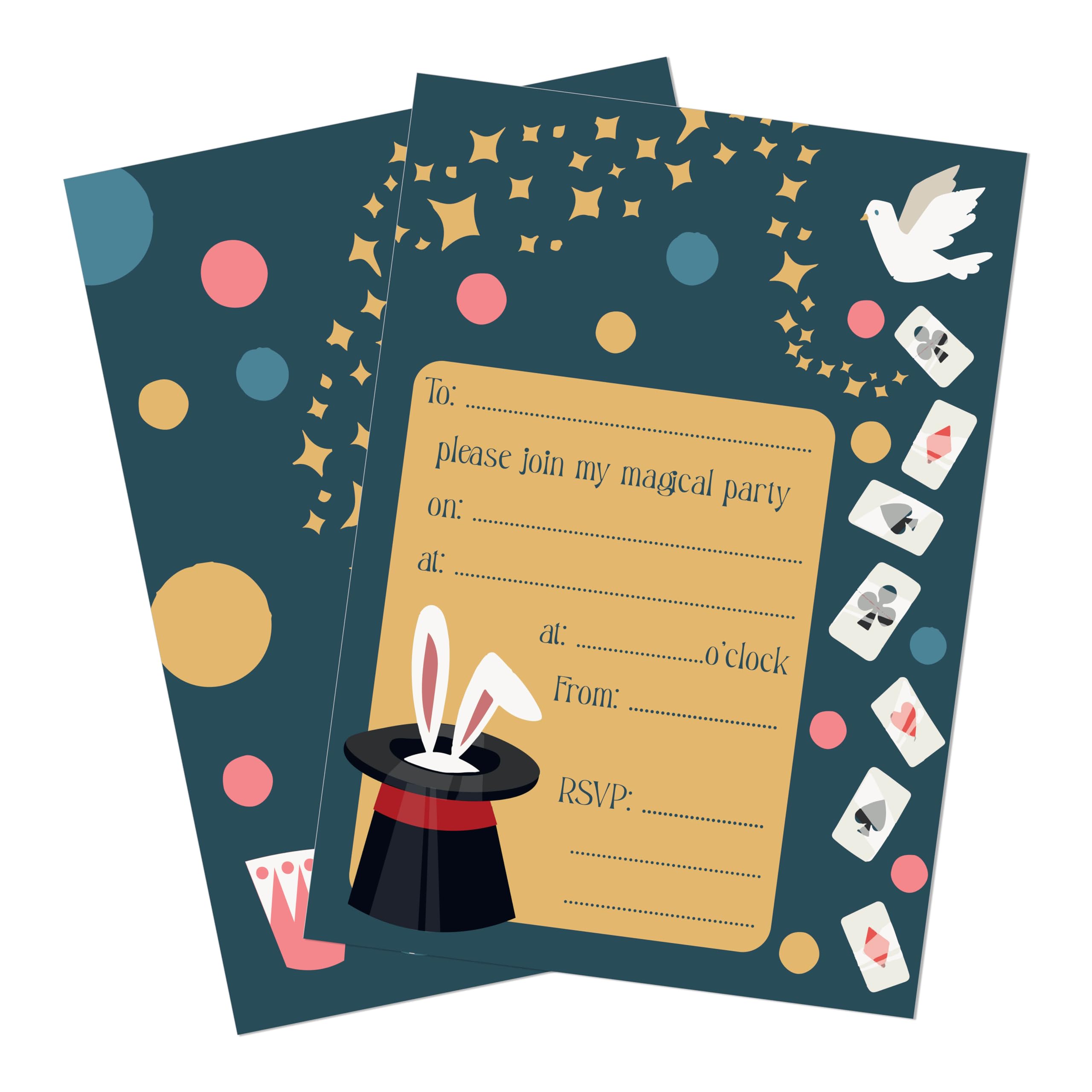 M & G Mustard & Gray Childrens Party Invitations (x24 Invites Only, Magic)