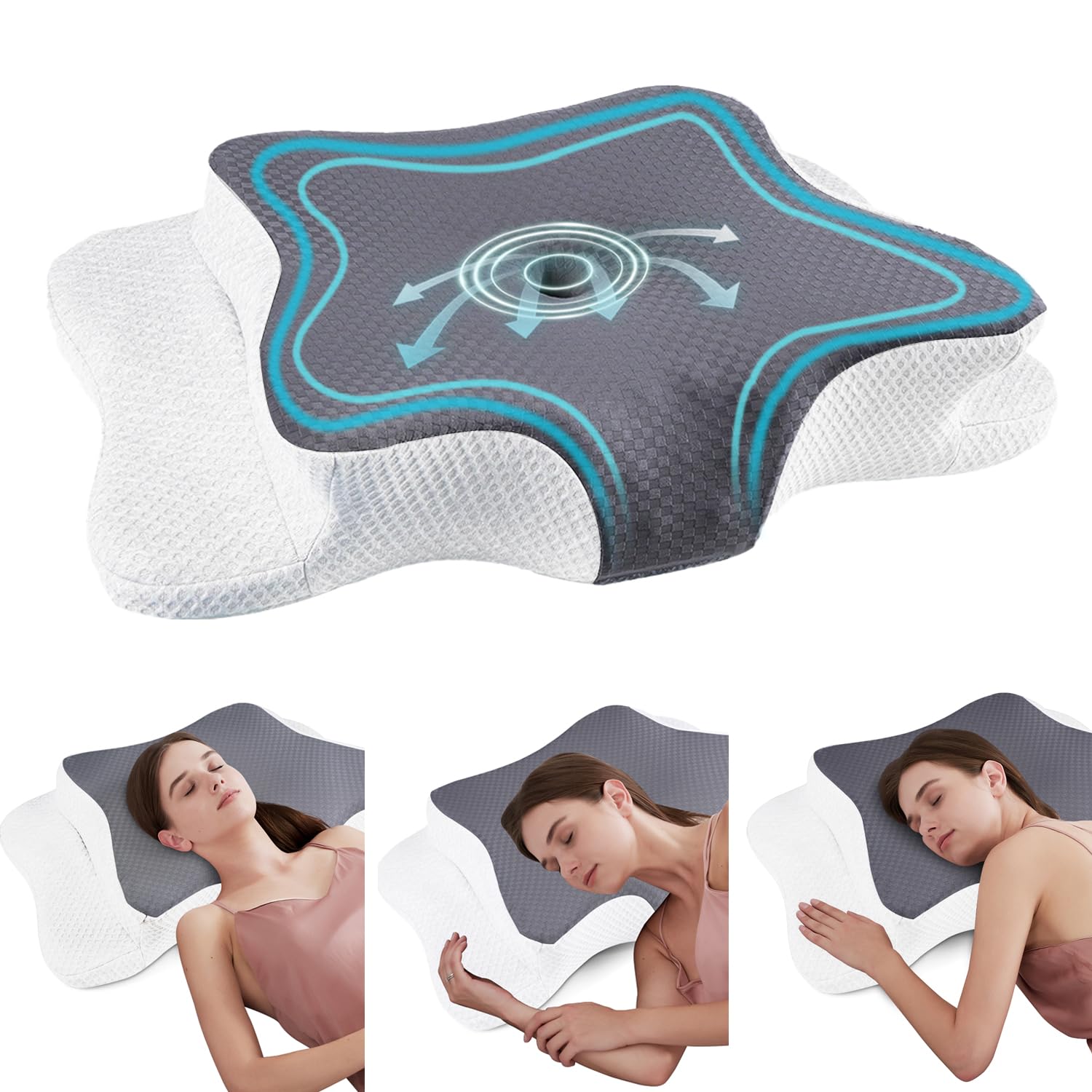 Photo 1 of CHxxy Cervical Neck Pillow for Pain Relief Sleeping, Contour Memory Foam Pillows, Ergonomic Side Sleeper Pillows for Adults, Cooling Orthopedic Neck Support Pillow for Back Stomach Sleepers