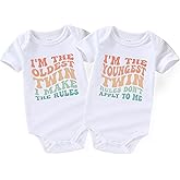 Acwssit I'm the oldest twin youngest twins baby items must haves newborn twin outfits boy and girl infant baby clothes