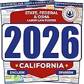 2026 California State and Federal Labor Law Poster - English Spanish Combo - OSHA Workplace Compliant - Mandatory Regulations Posting for Employees - All-in-One Required Compliance Posting 17" x 40" Laminated (Combo)
