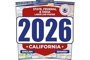 COMPLIANCE AUDIT CENTER 2026 California State and Federal Labor Law Poster - English Spanish Combo - OSHA Workplace Compliant - Mandatory Regulations Posting for Employees - All-In-One Required Compliance Posting 17" x 40" Laminated