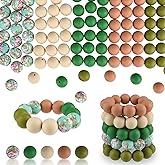 ASTARON 100 Pcs 15mm Silicone Beads for Keychain Making, Brown Green Round Beads for Bracelets Crafts Beadable Pens Decorations Jewelry Making Party Favors Supplies