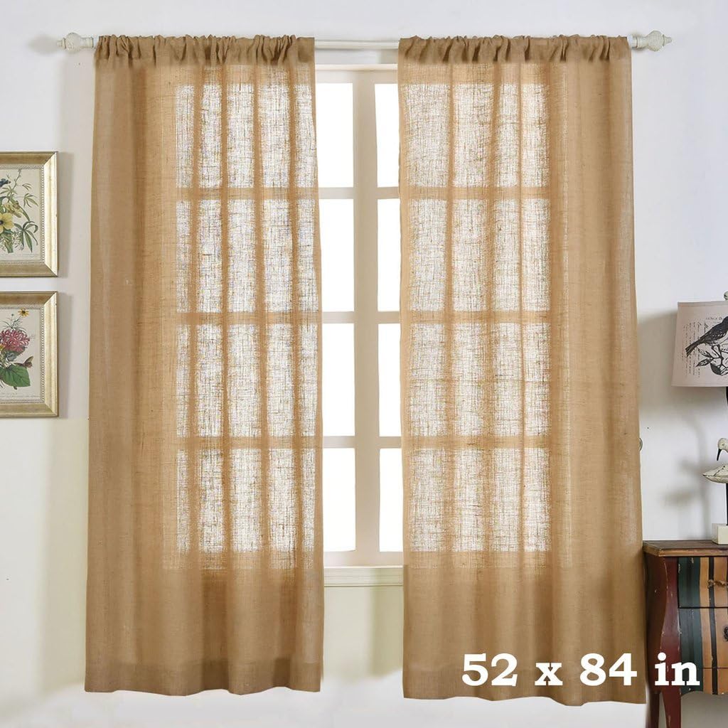 Amazon Com Balsacircle 52 X 84 Inch Natural Burlap Window Drapes