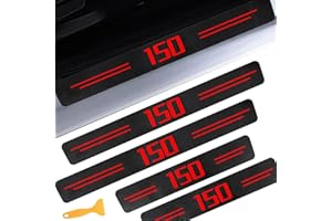 CHIYLE Door Sill Protectors for Ford F150, Carbon Fiber Leather Front/Rear Door Sill Sticker for Ford F150 Accessores 2015 2016 2017 2018 2019 2020 2021 2022 2023 2024 2025(Red)