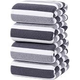Miandudu 4 Pcs Large Microfiber Bath Towel Set, 34.6" x 67"(Gray) | Lint-Free;Hook;Soft;8 Times Water Absorption;Light;Large Size