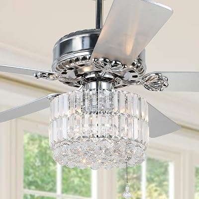 Crystal Chandelier Ceiling Fans       : Deidor 52 Inch Chrome Ceiling Fan With Crystal Chandelier On Sale Overstock 22108345 : Seeded glass bowl chandelier ceiling fan.