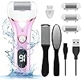 Electric Foot Callus Remover, Rechargeable Portable Electronic Foot File Pedicure Kits, Waterproof Foot Scrubber File, Professional Pedicure Tools, Foot Care for Dead Skin Ideal Gift, 3 Rollers